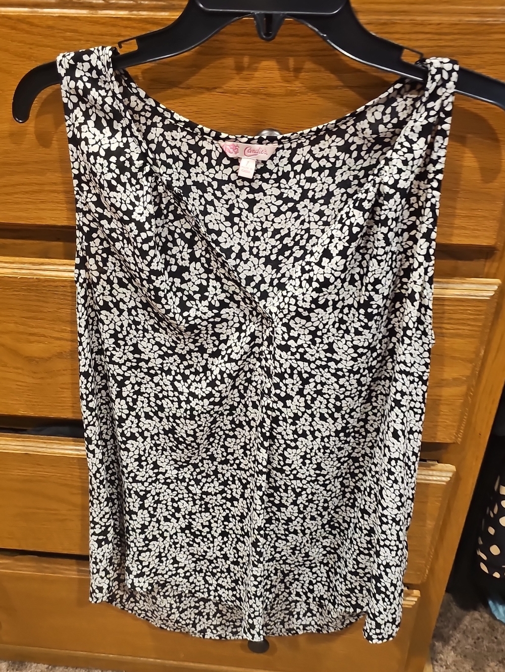 Candie's Black and White Floral Print Camisole